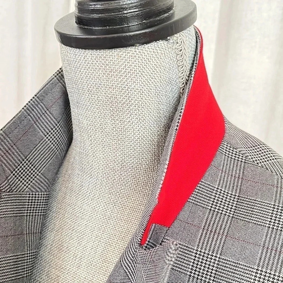 NWOT Houndstooth Check oversized Blazer Red Lining, size 10 - Picture 4 of 9